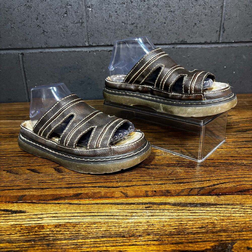 Vintage Y2K Route 66 Chunky Brown Platform Slide Sandals Women’s Size 10